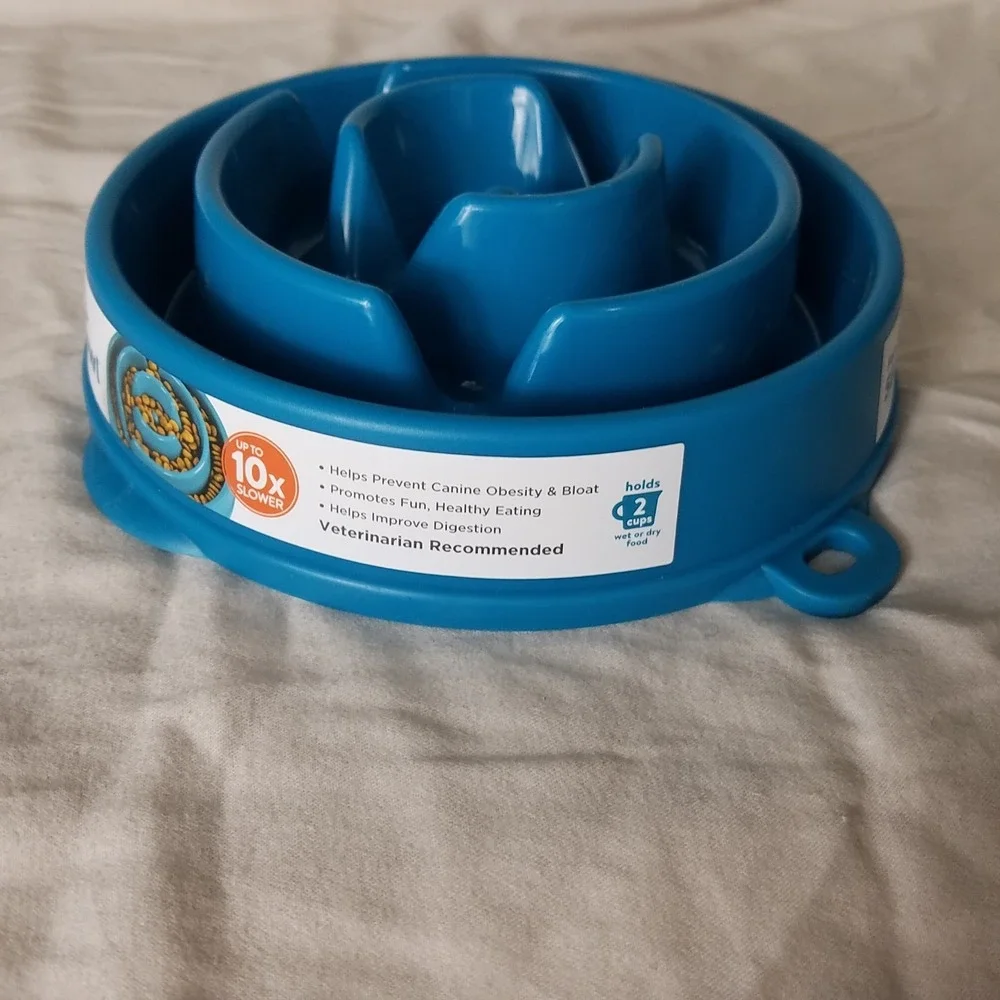 Outward Hound Slo Bowl Feeder Dog 2 Cups Blue NEW Flower Slow Feeder Maze